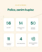 Co jest w środku: 56 stron, 14 dni planu, 50 promptów, 11 rozdziałów, 4 wzory dokumentów, darmowy rozdział