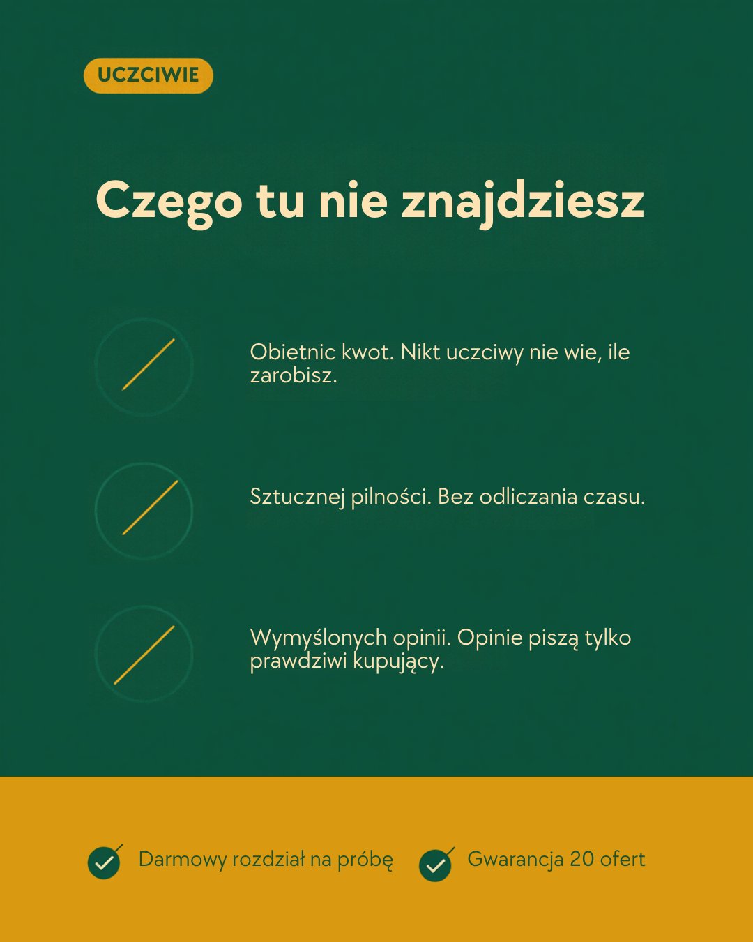 Czego tu nie znajdziesz: obietnic kwot, sztucznej pilności ani wymyślonych opinii
